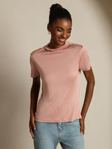 [Pink] SilkSilky  Short Sleeve Women's T-Shirt 003