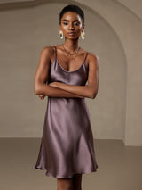 [Purple Gray] SilkSilky  Spaghetti Strap V Neck Dress 004