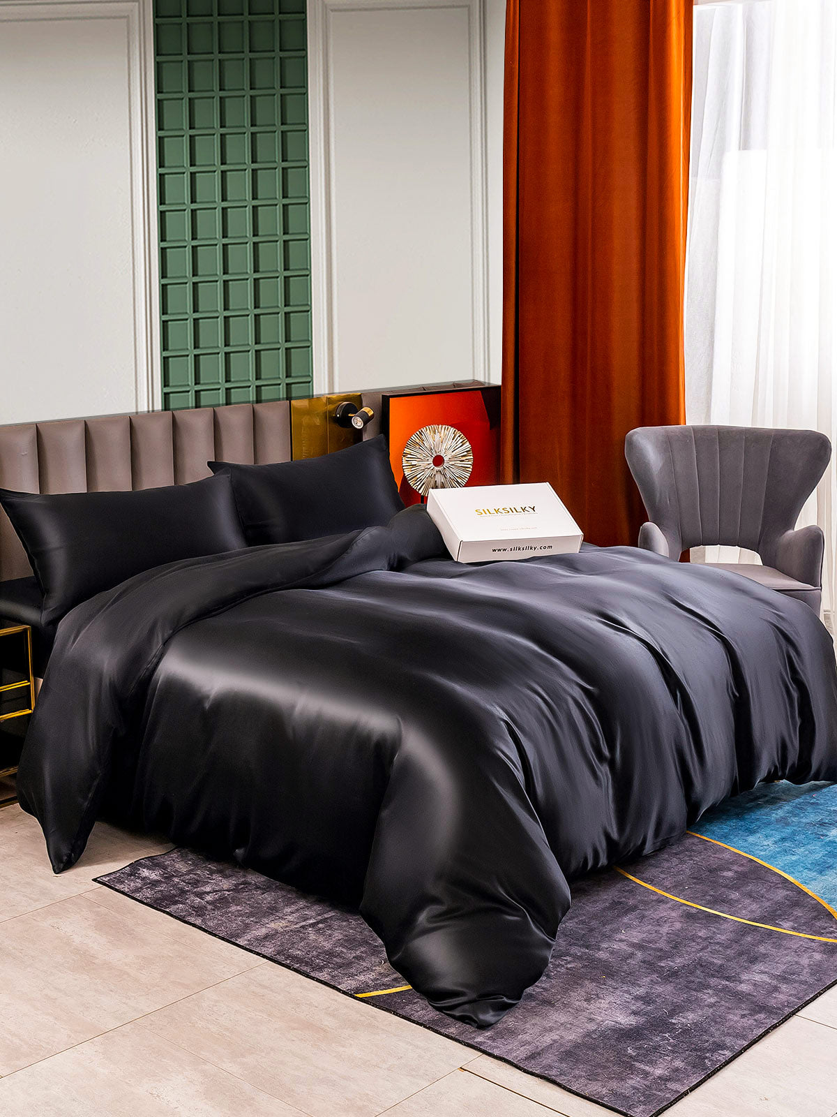 [Black] SilkSilky  Bedding Set 002