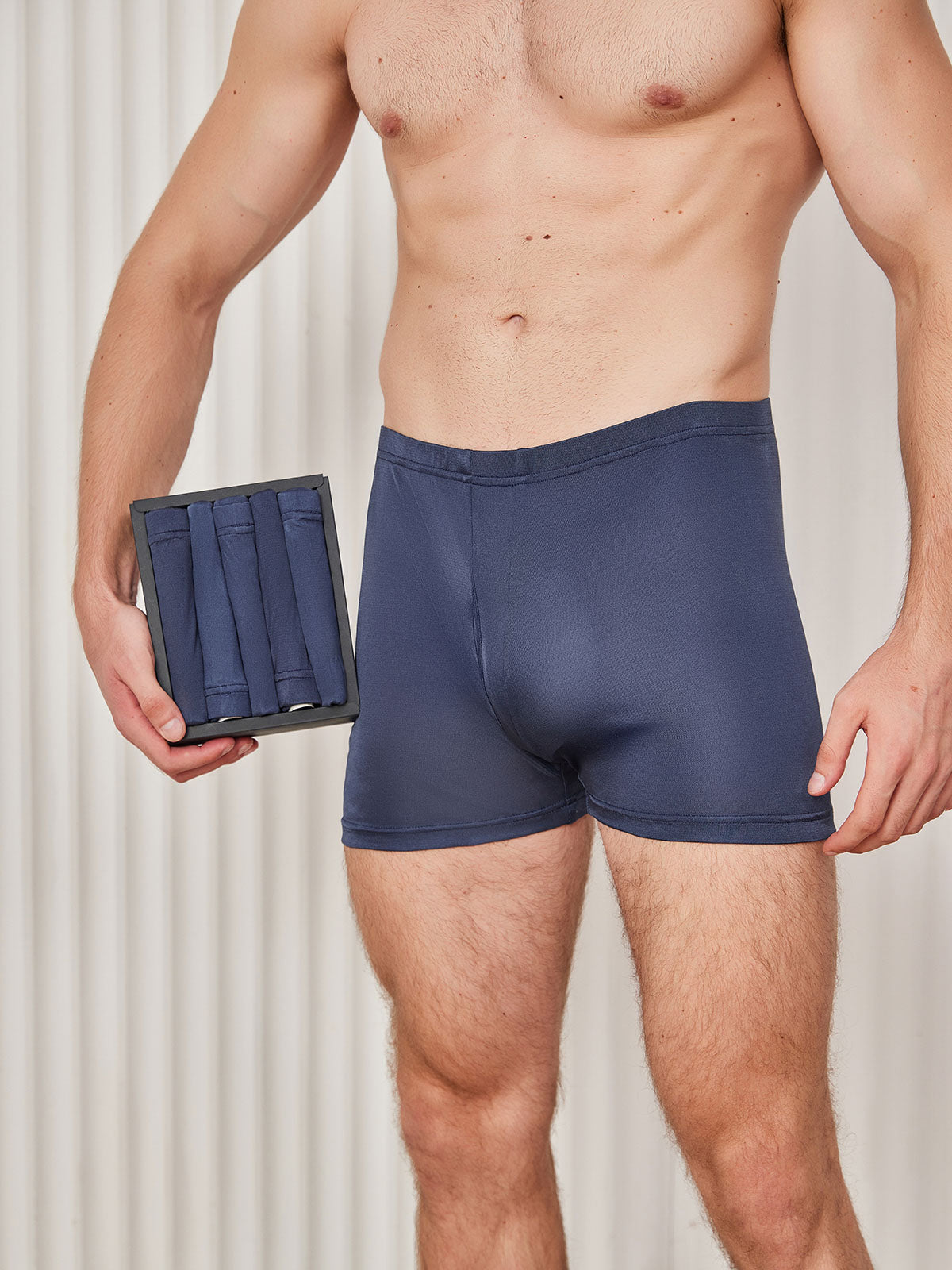 [Dark Blue] SilkSilky  100% Silk Jersey Men's Underwear 001