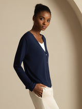 [Dark Blue] SilkSilky Long Sleeve Women's Cardigan 005