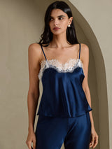 [Dark Blue] SilkSilky  Spaghetti Strap V Neck Camisole Top 003
