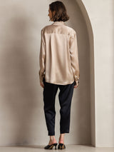 [Champagne] SilkSilky  Long Sleeve Lapel Collar Women's Shirt 002