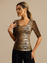 [Tiger] SilkSilky  Half Sleeve Women's T-Shirt 003