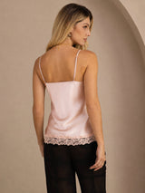 [Pink] SilkSilky  Spaghetti Strap V Neck Camisole Top 002