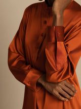[Caramel] SilkSilky  Long Sleeve Stand Collar Blouse 005