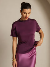 [Purple] SilkSilky  Short Sleeve Women's T-Shirt 006