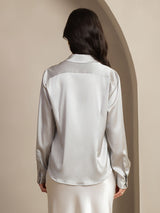 [Light Gray] SilkSilky  Long Sleeve Lapel Collar Women's Shirt 002