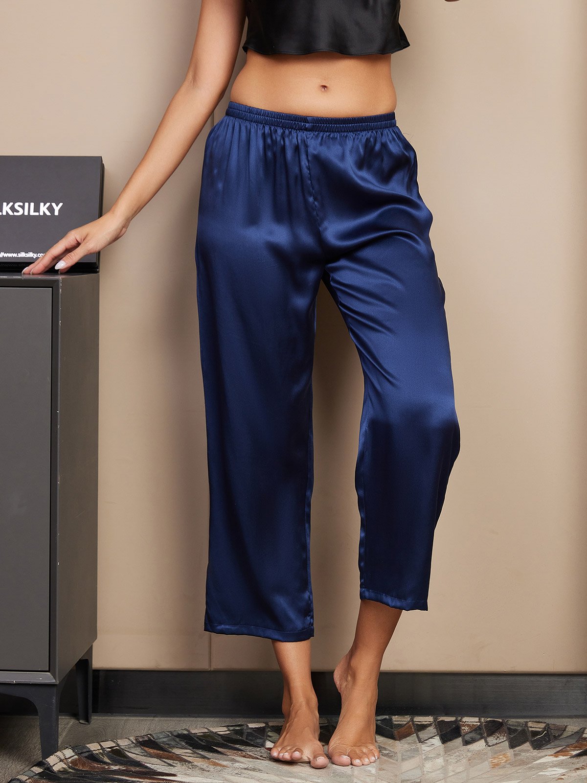[Dark Blue] SilkSilky  Women's Sleep Pants 001