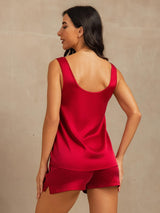 [Wine] SilkSilky  Sleeveless Women's Pajamas 002