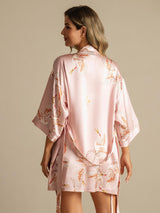 [Pink] SilkSilky  3/4 Sleeve Women's Robe 002
