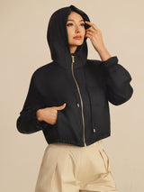 [Black] SilkSilky  Long Sleeve Hooded Women's Outerwear 003