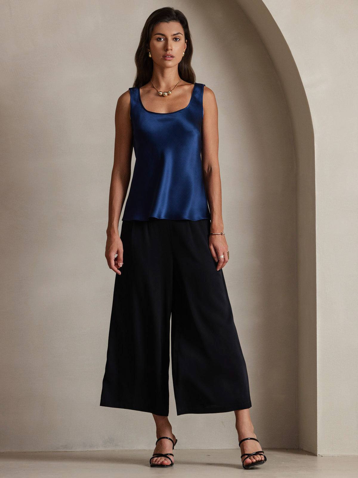 [Dark Blue] SilkSilky  Sleeveless Camisole Top 001