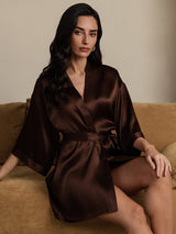 [Coffee] SilkSilky  3/4 Sleeve Women's Robe 003