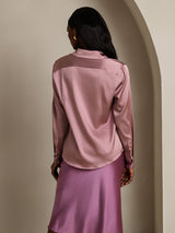 [Pale Mauve] SilkSilky  Long Sleeve Lapel Collar Women's Shirt 002