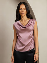 [Pale Mauve] SilkSilky  Cap Sleeve Cowl Neck Women's T-Shirt 001