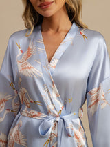 [Light Blue] SilkSilky  3/4 Sleeve Women's Robe 005