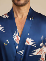 [Dark Blue] SilkSilky 19Momme Mens Robe 003