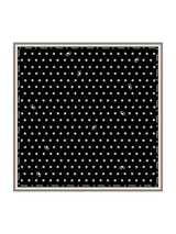 Black 100% mulberry silk scarf with white paw print pattern and border trim