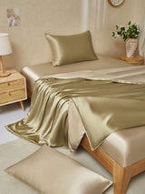[Beige+Khaki] SilkSilky  22Momme Bedding Set 001