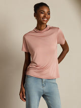 [Pink] SilkSilky  Short Sleeve Women's T-Shirt 006
