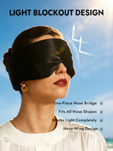 Black silk sleep eye mask with light blockout design and silent velcro closure