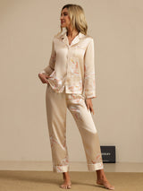 [Champagne] SilkSilky  19Momme Long Sleeve Notch Collar Women's Pajamas 007