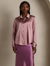 [Pale Mauve] SilkSilky  Long Sleeve Lapel Collar Women's Shirts 006