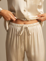 [Champagne] SilkSilky  Long Sleeve Lapel Collar Women's Pajamas 007