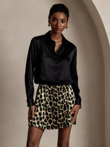 [Black] SilkSilky  Long Sleeve Lapel Collar Women's Shirt 004