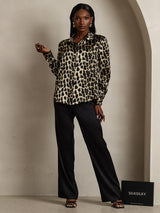 [Leopard] SilkSilky  Long Sleeve Lapel Collar Women's Shirt 006