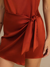 [Caramel] SilkSilky  Sleeveless Cowl Neck Dress 005