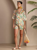 [Sand Crocodile] SilkSilky  Half Sleeve Lapel Collar Women's Pajamas 007