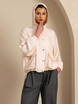 [Pink] SilkSilky Silk Satin Surah Long Sleeve High Neck Women's Outerwear 005