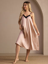 [Tuscany] SilkSilky  Spaghetti Strap V Neck Nightgown 003