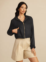 [Black] SilkSilky  Long Sleeve Hooded Women's Outerwear 004