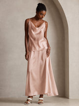 [Tuscany] SilkSilky  Spaghetti Strap Cowl Neck Camisole Top 005