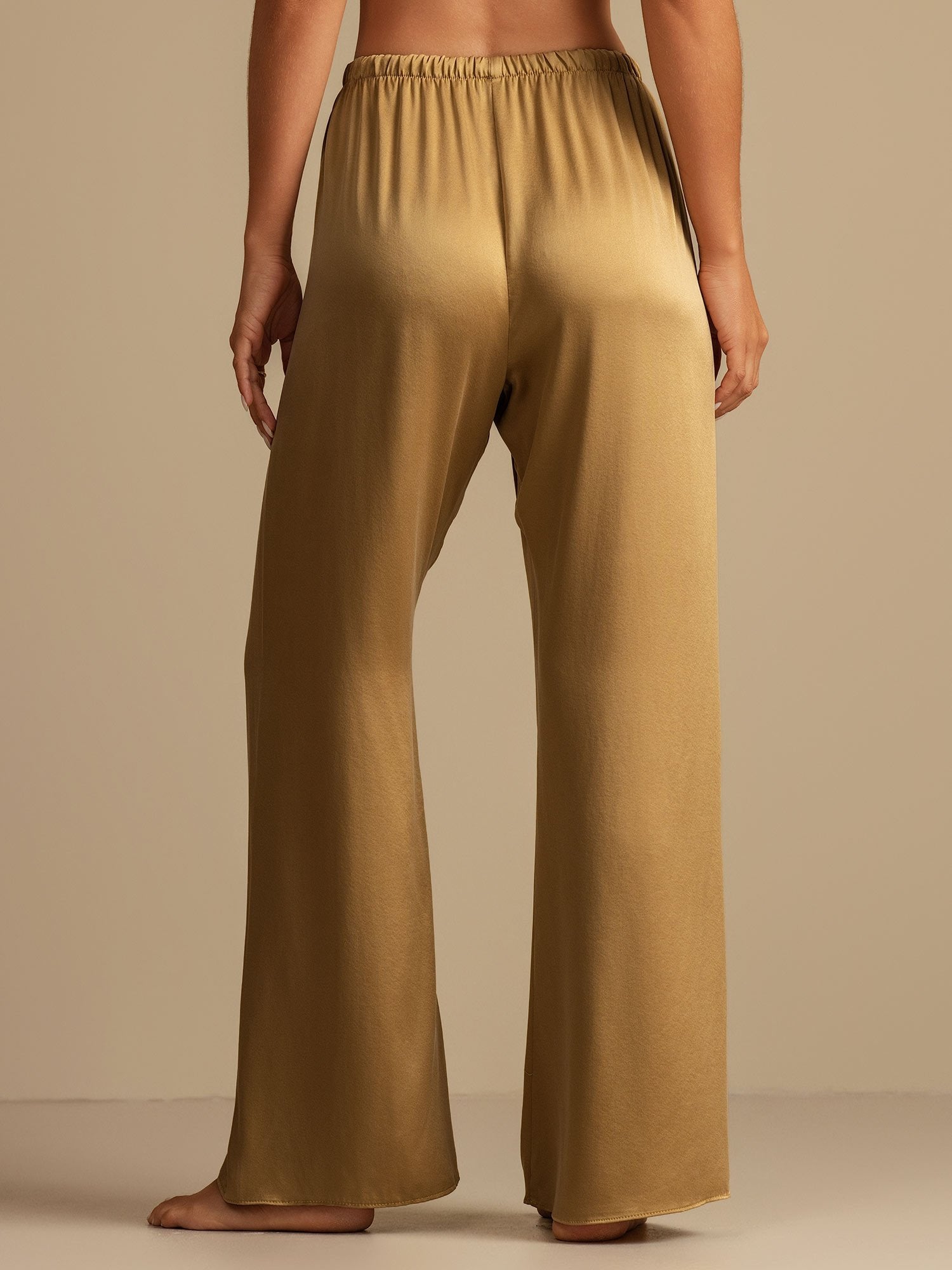 [Tan] SilkSilky  19Momme Machine-Washable Silk Women's Sleep Pants 002