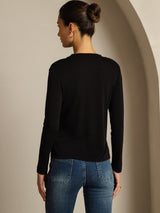 [Black] SilkSilky  Long Sleeve Crew Neck Women's T-Shirt 002