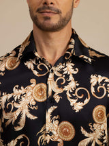 [Black Dragon] SilkSilky Long Sleeve Lapel Collar Men's Shirt 006