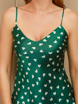 [Green Heart] SilkSilky  Spaghetti Strap V Neck Camisole Set 007