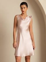 [Pink] SilkSilky Sleeveless Cowl Neck Dress 003