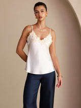 [White] SilkSilky  Spaghetti Strap V Neck Camisole Top 003