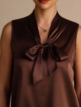 [Bitter Chocolate] SilkSilky  Sleeveless Tie Neck Camisole Top 004