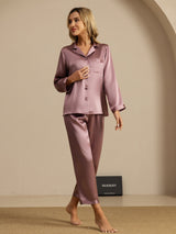 [Pale Mauve] SilkSilky  Long Sleeve Lapel Collar Women's Pajamas 008