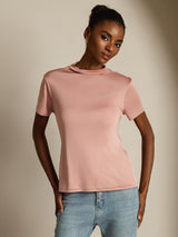 [Pink] SilkSilky  Short Sleeve Women's T-Shirt 008