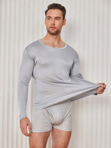 [Light Gray] SilkSilky  Long Sleeve Round Neck Men's T-Shirt 003