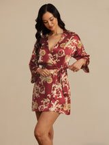 [Wine Dragon] SilkSilky  3/4 Sleeve Women's Robe 005