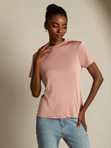 [Pink] SilkSilky  Short Sleeve Women's T-Shirt 005