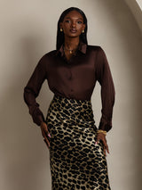 [Bitter Chocolate] SilkSilky  Long Sleeve Lapel Collar Women's Shirt 007